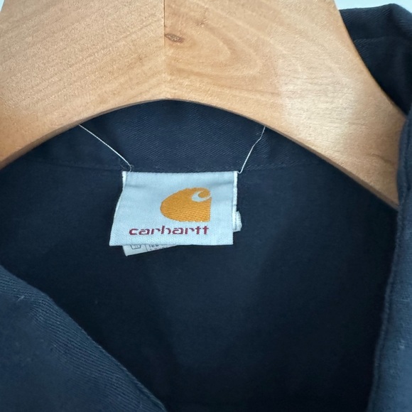 Carhartt men’s navy blue cargo material button down causal shirt top size large - Picture 2 of 4